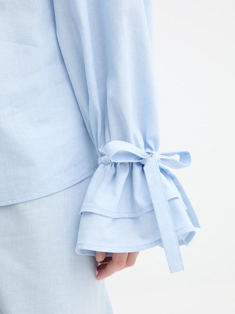 The Sleeper bluzka lniana damska kolor niebieski gładka CHBL06P010N