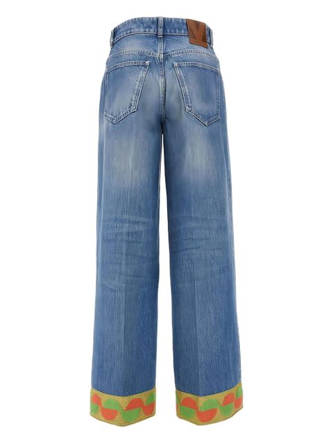Valentino Garavani jacquard-trim jeans - Blue