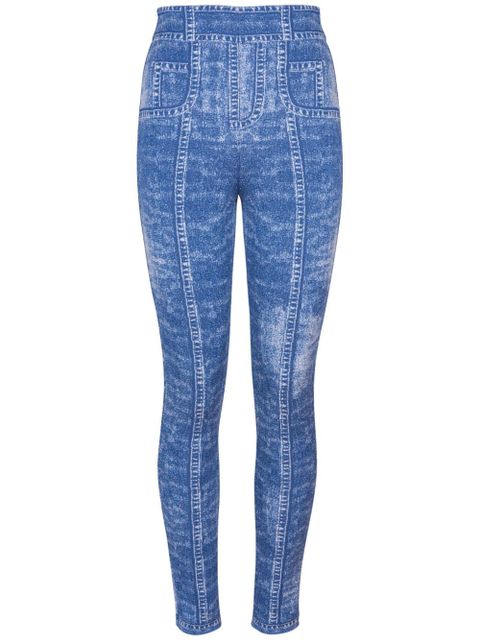 Balmain monogram-jacquard leggings - Blue - zdjęcie produktu nr 1