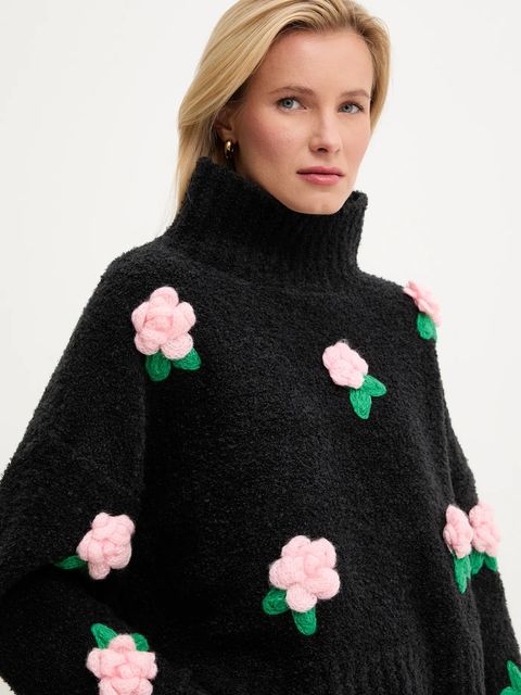 Answear.LAB sweter z dodatkiem wełny damski kolor czarny lekki z półgolfem