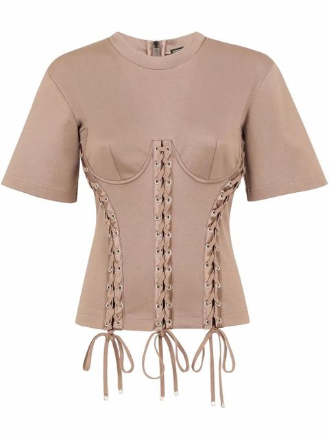 Dolce & Gabbana eyelet-detail corset T-shirt - Neutrals - zdjęcie produktu nr 1
