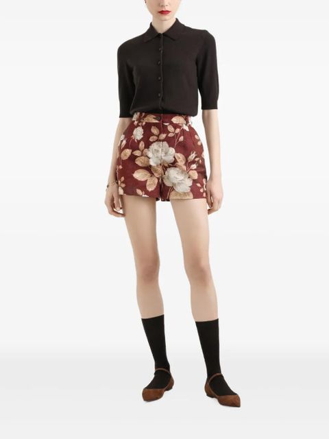 Dolce & Gabbana rose-print brocade shorts - Red - zdjęcie produktu nr 2