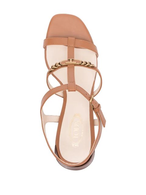 Tod's 75mm logo-plaque leather sandals - Brown