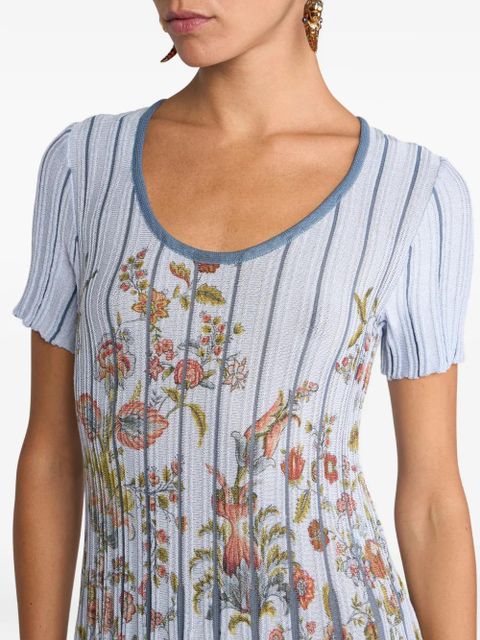 ETRO pleated floral-print midi dress - Blue
