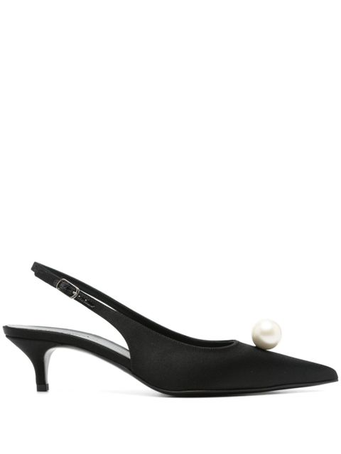 Magda Butrym 50mm pearl-detail satin pumps - Black - zdjęcie produktu nr 1