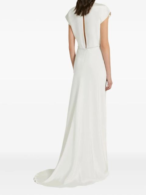 Max Mara Burano V-neck embellished maxi dress - White