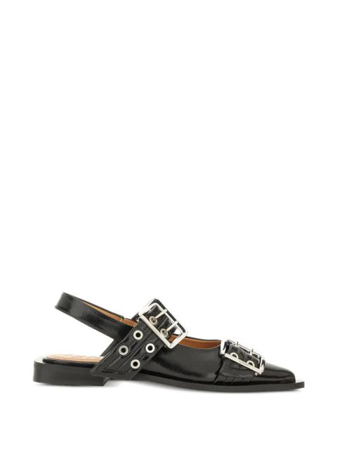 GANNI buckle-detail eyelet-embellished sandals - Black - zdjęcie produktu nr 1