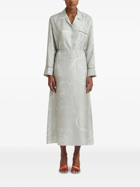 Marni floral-print midi skirt - Green