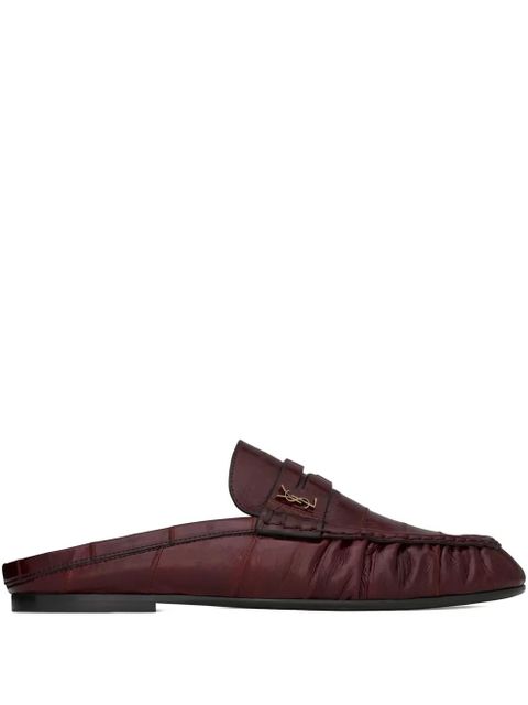 Saint Laurent logo pleated mules - Red - zdjęcie produktu nr 1