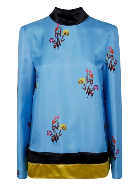 Marni floral-print silk top - Blue - zdjęcie produktu nr 1