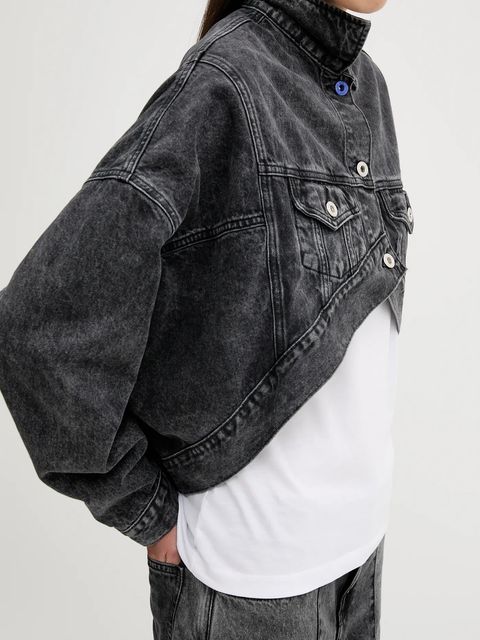 Karl Lagerfeld Jeans kurtka jeansowa bawełniana kolor czarny przejściowa oversize A3W14060