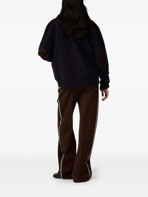 Miu Miu leather-panel wool cardigan - Blue