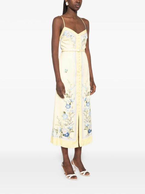 Self-Portrait floral-print midi dress - Yellow