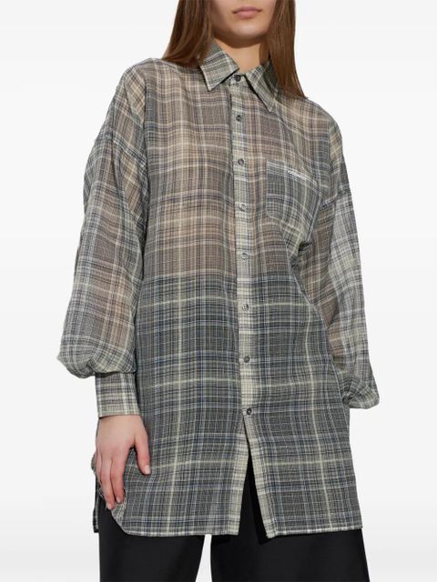Coperni plaid drawstring-waist shirt - Grey