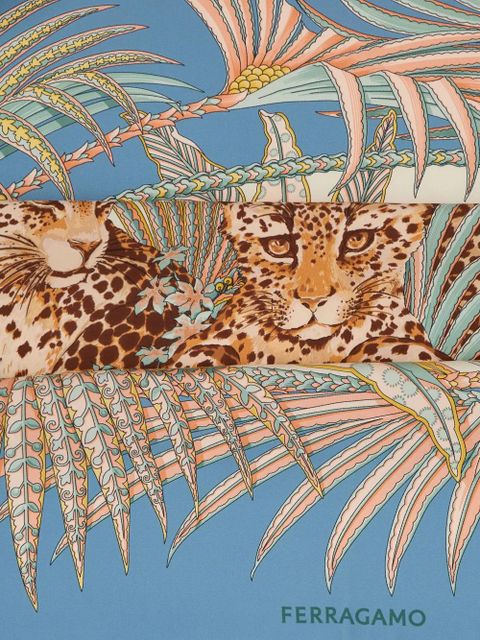 Ferragamo Leopard print silk scarf - Blue