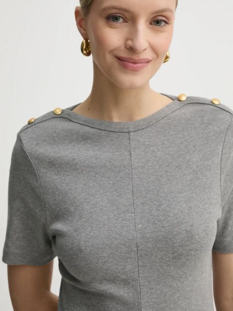 Tommy Hilfiger sukienka bawełniana kolor szary midi rozkloszowana WW0WW43838