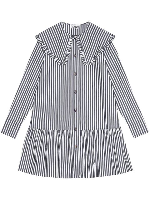 GANNI striped cotton shirt dress - Black - zdjęcie produktu nr 1