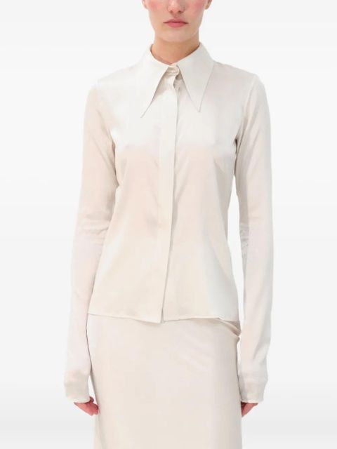 MANURÍ Tina point-collar silk-blend shirt - White - zdjęcie produktu nr 1