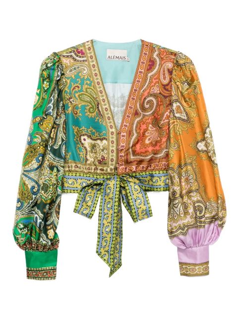 ALEMAIS paisley-print tie-front top - Green - zdjęcie produktu nr 1