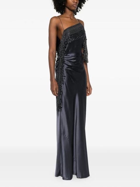 Christopher Esber droplet bead crochet cami dress - Grey