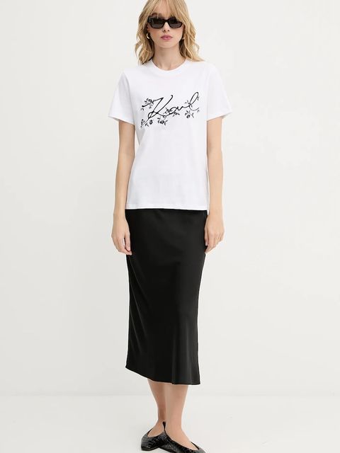 Karl Lagerfeld t-shirt bawełniany damski kolor biały A3W17018 - zdjęcie produktu nr 2