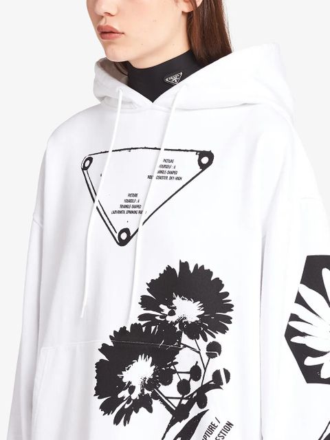 Prada graphic-print drawstring hoodie - White