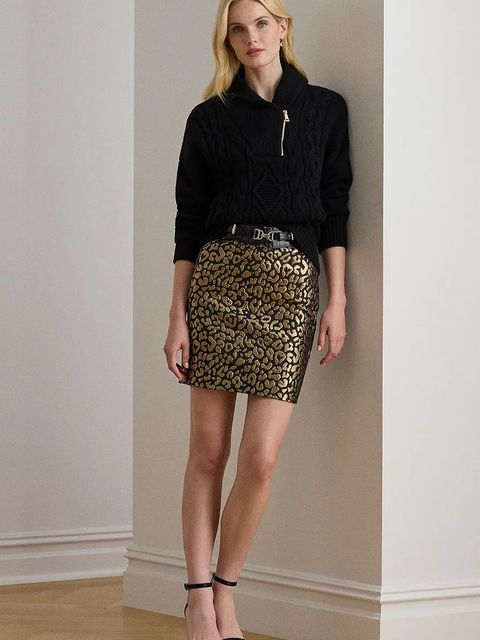 Lauren Ralph Lauren spódnica z bawełną kolor czarny mini ołówkowa 200979907