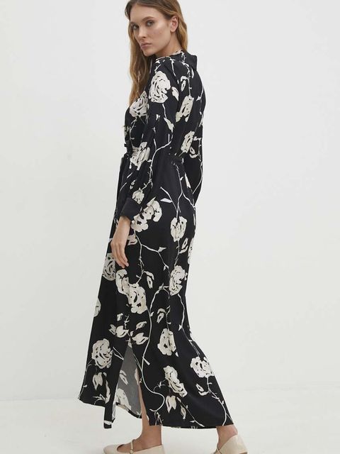 Answear.LAB sukienka kolor czarny maxi prosta