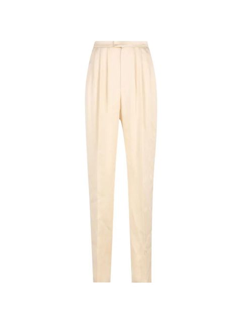 Saint Laurent pleated silk trousers - Neutrals - zdjęcie produktu nr 1