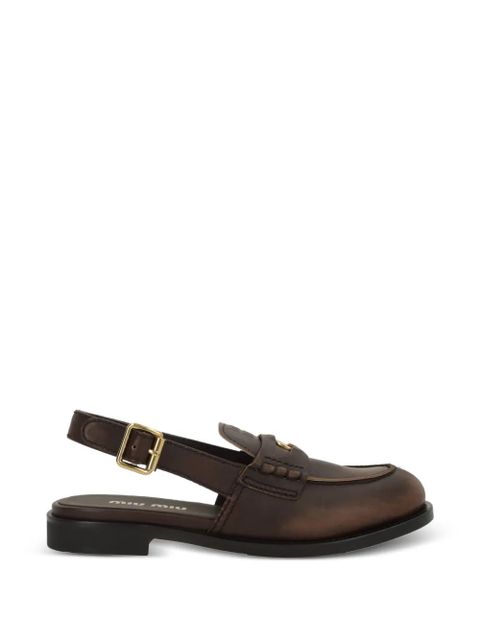 Miu Miu logo-detail slingback loafers - Brown - zdjęcie produktu nr 2