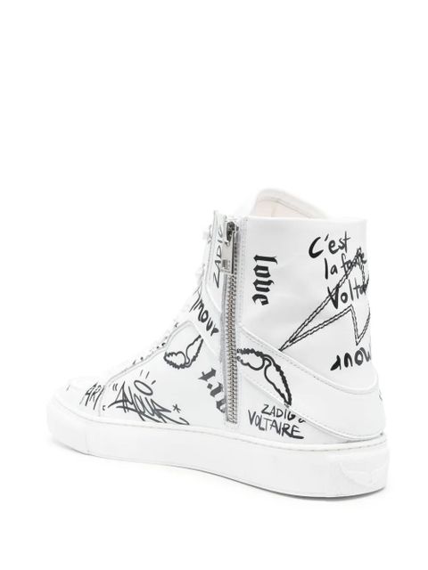 Zadig&Voltaire High Flash high-top leather sneakers - White