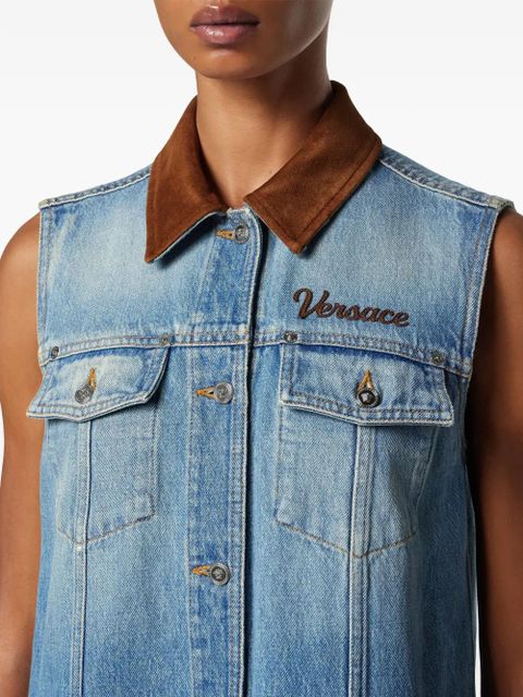 Versace sleeveless buttoned mini dress - Blue