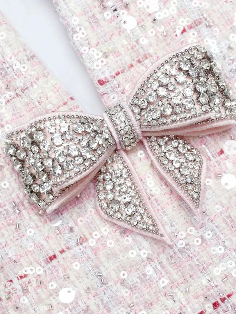 Self-Portrait bow-detail embellished mini dress - Pink