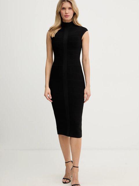Herve Leger sukienka Davina kolor czarny midi dopasowana HLT8567266 - zdjęcie produktu nr 1