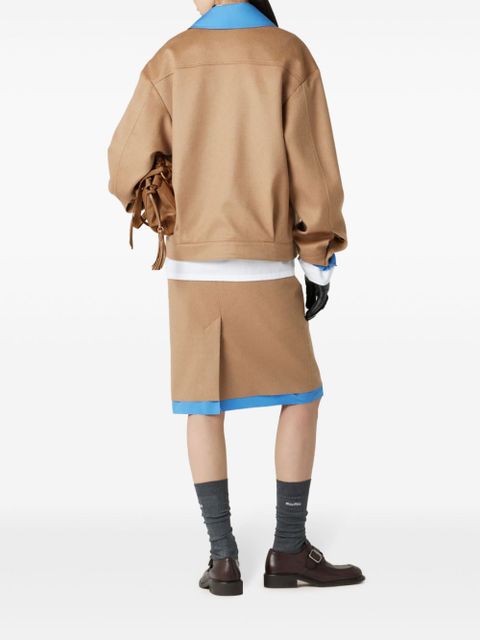 Miu Miu logo-appliqué bomber jacket - Brown - zdjęcie produktu nr 2