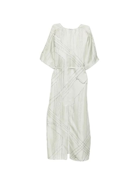 Alysi abstract-print tie-waist midi dress - Green - zdjęcie produktu nr 2