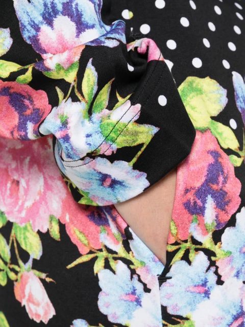 Moschino polka-dot floral-print midi dress - Black