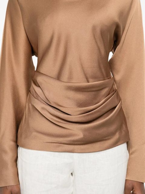 Simkhai Victoria draped cowl-neck top - Brown