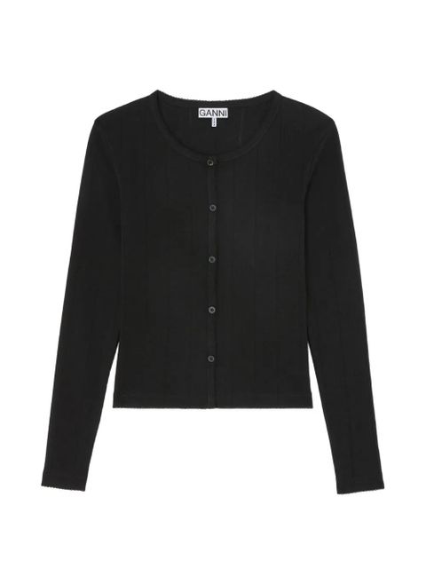 GANNI pointelle-knit cardigan - Black - zdjęcie produktu nr 1