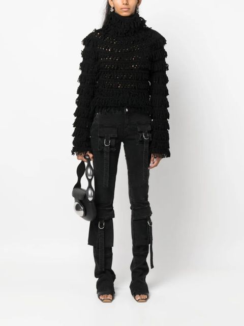 Blumarine fringe-detail open-knit jumper - Black - zdjęcie produktu nr 2