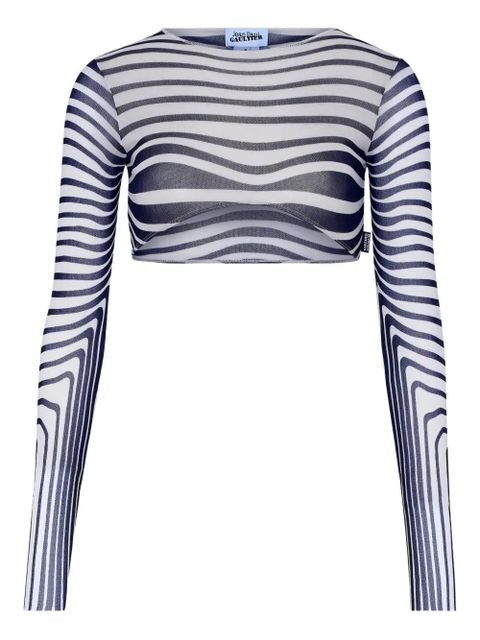 Jean Paul Gaultier long-sleeves morphing-stripes top - White - zdjęcie produktu nr 1