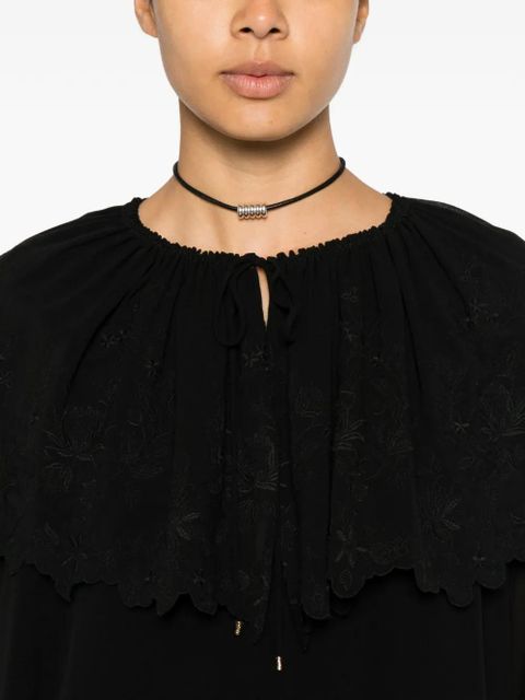 Chloé embroidered scalloped-edge dress - Black