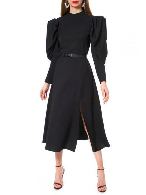 AGGI - Czarna sukienka z rozcięciem Wendy - zdjęcie produktu nr 1