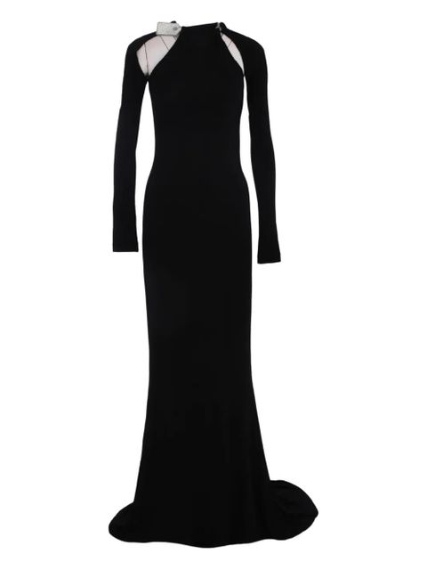 Off-White crystal-tie maxi dress - Black