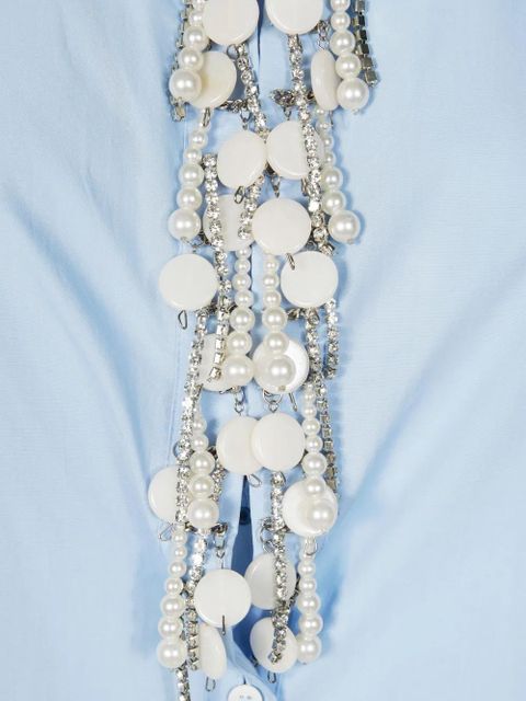 PINKO embellished-collar long-sleeve shirt - Blue