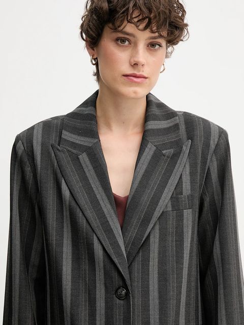 Mos Mosh marynarka ELVY kolor szary jednorzędowa wzorzysta 173870