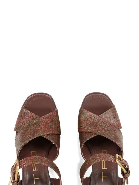ETRO 100mm paisley platform sandals - Brown