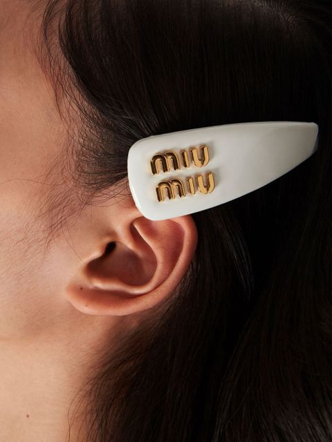 Miu Miu leather hair clip - White - zdjęcie produktu nr 2