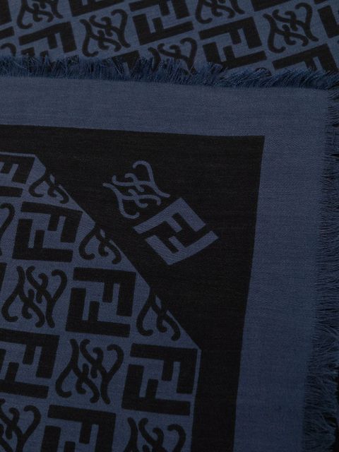 Fendi monogram-print scarf - Blue