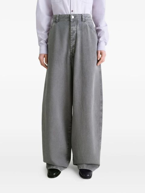 LEMAIRE snow-wash tapered trousers - Grey